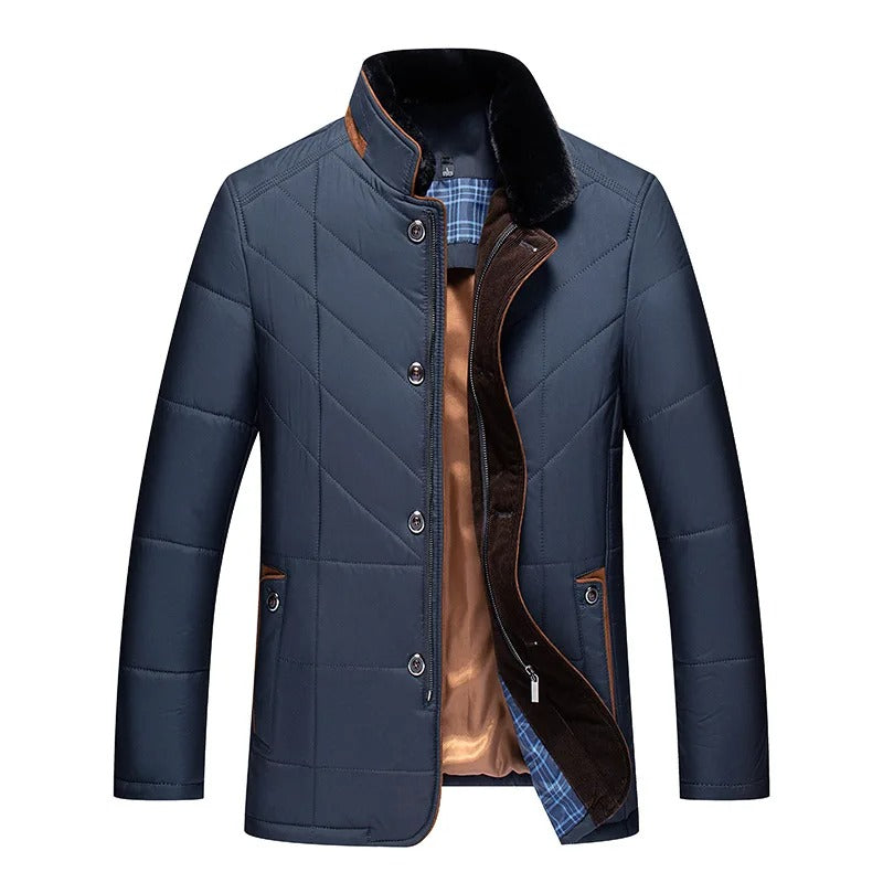 Men's Quilted Winter Jacket Classic Fit Layered Smart-Casual Autumn Style