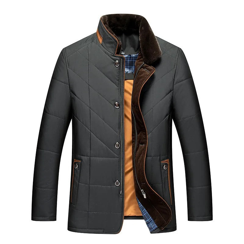 Men's Quilted Winter Jacket Classic Fit Layered Smart-Casual Autumn Style