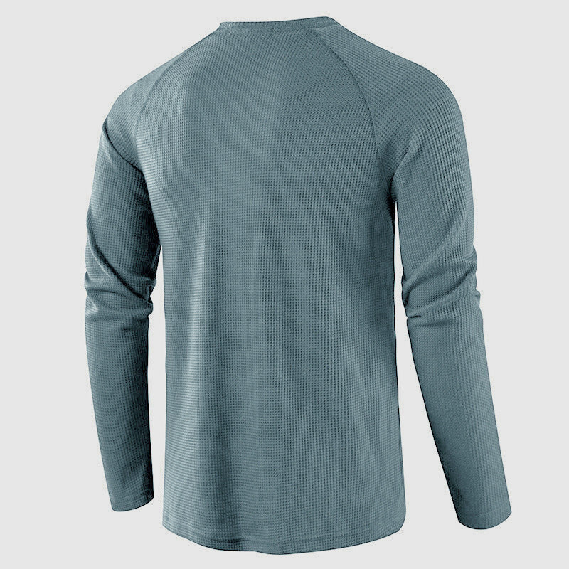 Men's Knit Long Sleeve Henley Shirt Relaxed Fit Button-Down Casual Everyday