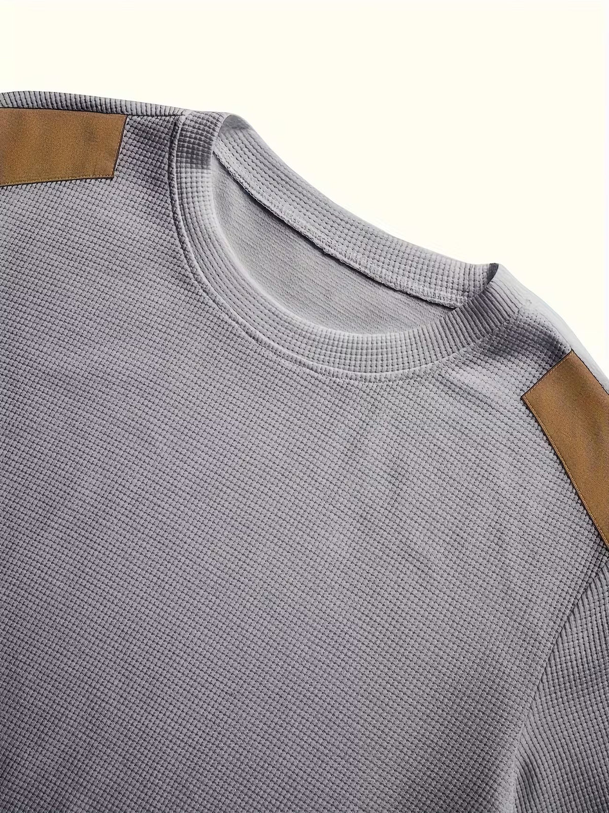Men's Casual Waffle Knit Crewneck Sweatshirt Colour Block Relaxed Fit Everyday Wear