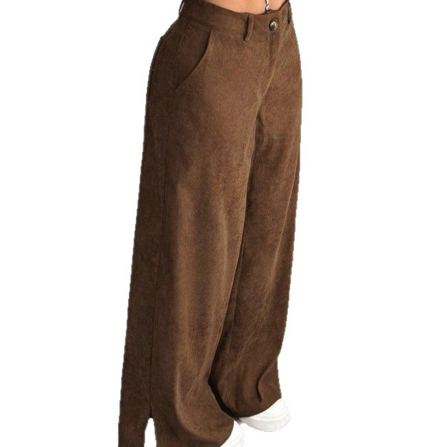 Women's High-Waist Wide Leg Trousers Slit Detail Relaxed Fit Casual Chic
