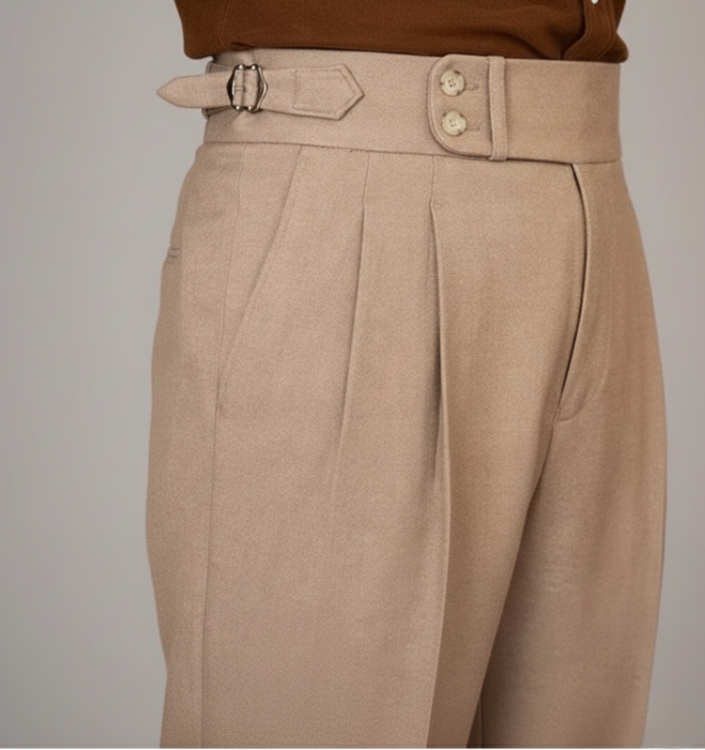 Men's Tailored Cropped Trousers Straight Leg Smart-Casual Everyday Wear