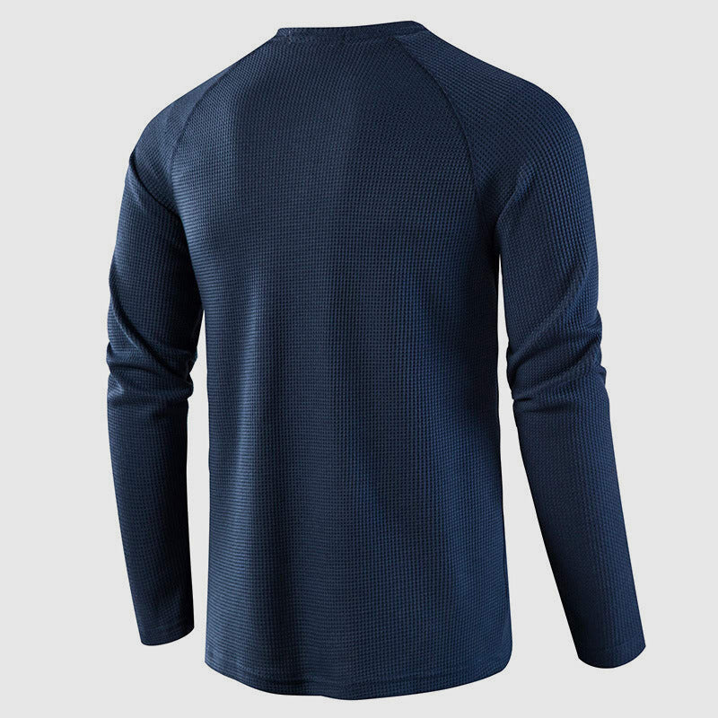 Men's Knit Long Sleeve Henley Shirt Relaxed Fit Button-Down Casual Everyday