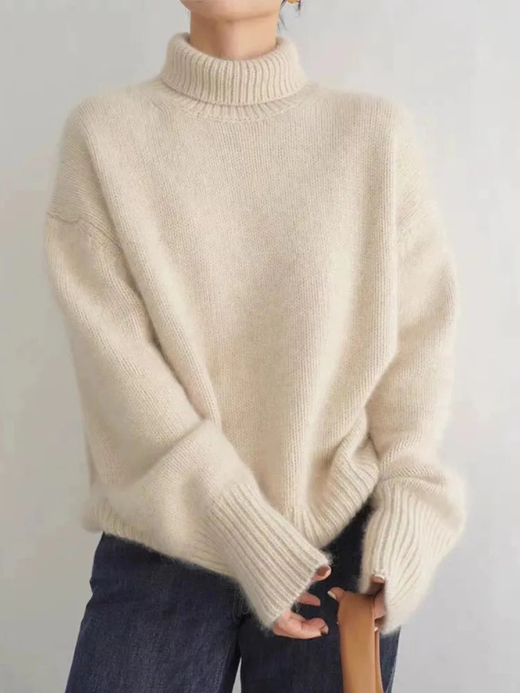 Women's Oversized Turtleneck Sweater Relaxed Fit Long Sleeve Cosy Casual Wear