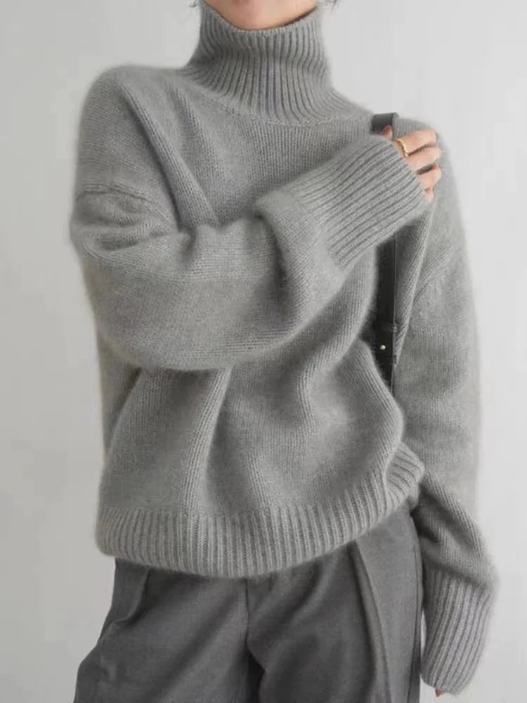 Women's Oversized Turtleneck Sweater Relaxed Fit Long Sleeve Cosy Casual Wear