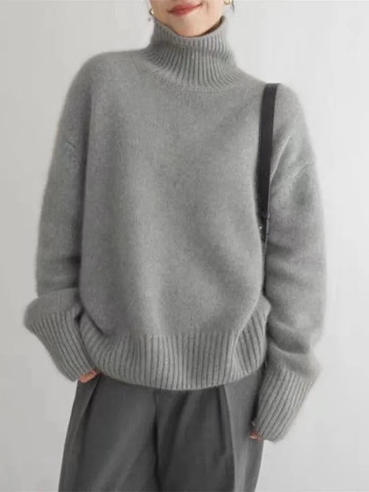 Women's Oversized Turtleneck Sweater Relaxed Fit Long Sleeve Cosy Casual Wear