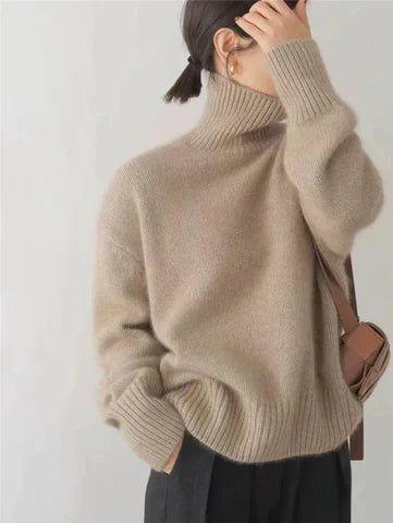 Women's Oversized Turtleneck Sweater Relaxed Fit Long Sleeve Cosy Casual Wear