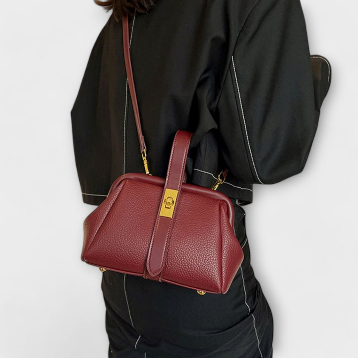 Women's Mini Crossbody Bag Turn Lock Top Handle Stylish Everyday Accessory