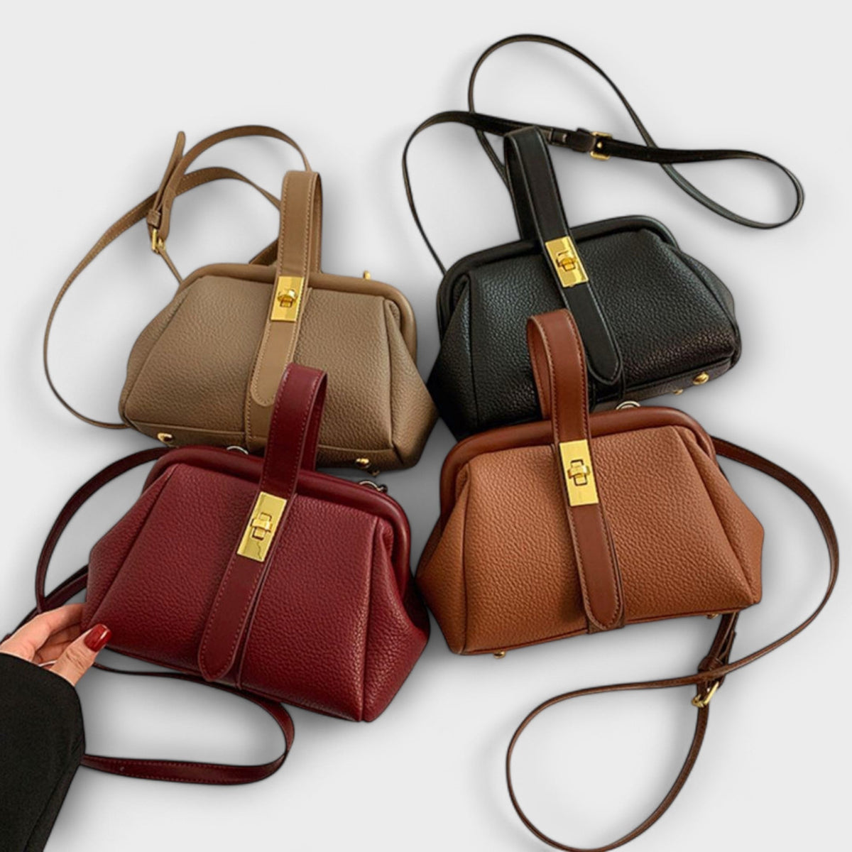 Women's Mini Crossbody Bag Turn Lock Top Handle Stylish Everyday Accessory