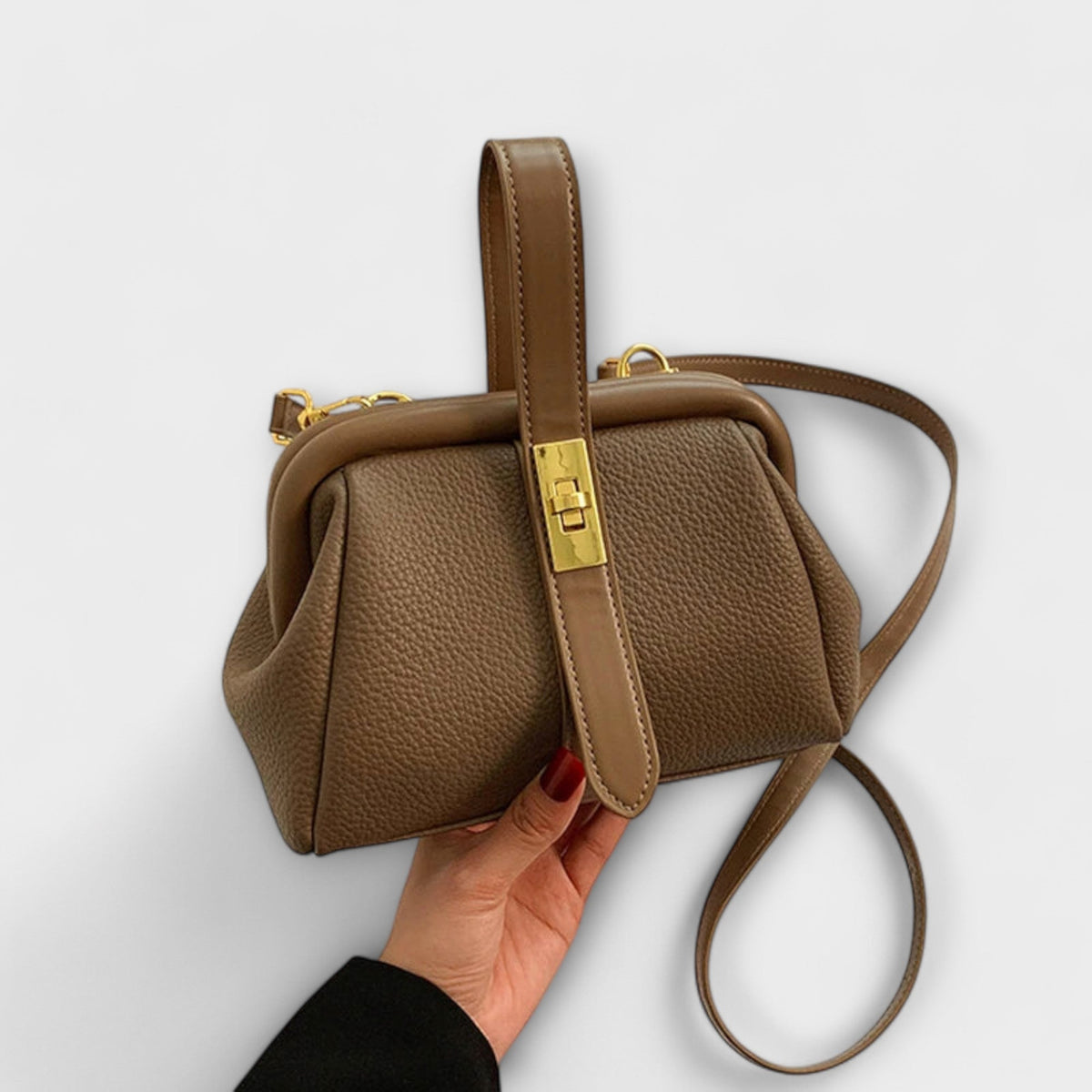 Women's Mini Crossbody Bag Turn Lock Top Handle Stylish Everyday Accessory