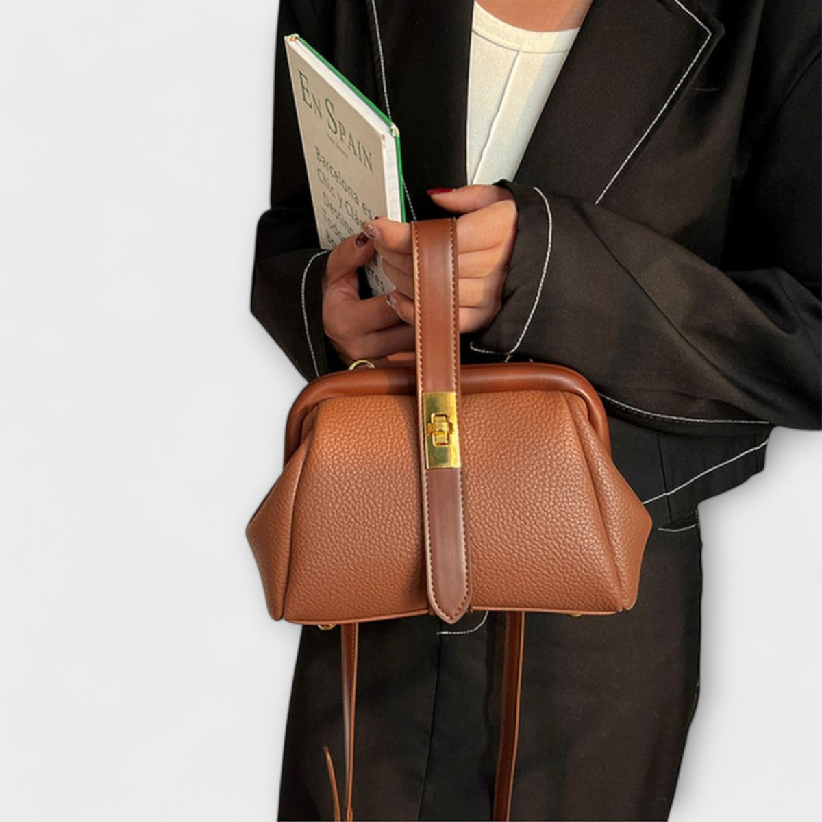 Women's Mini Crossbody Bag Turn Lock Top Handle Stylish Everyday Accessory