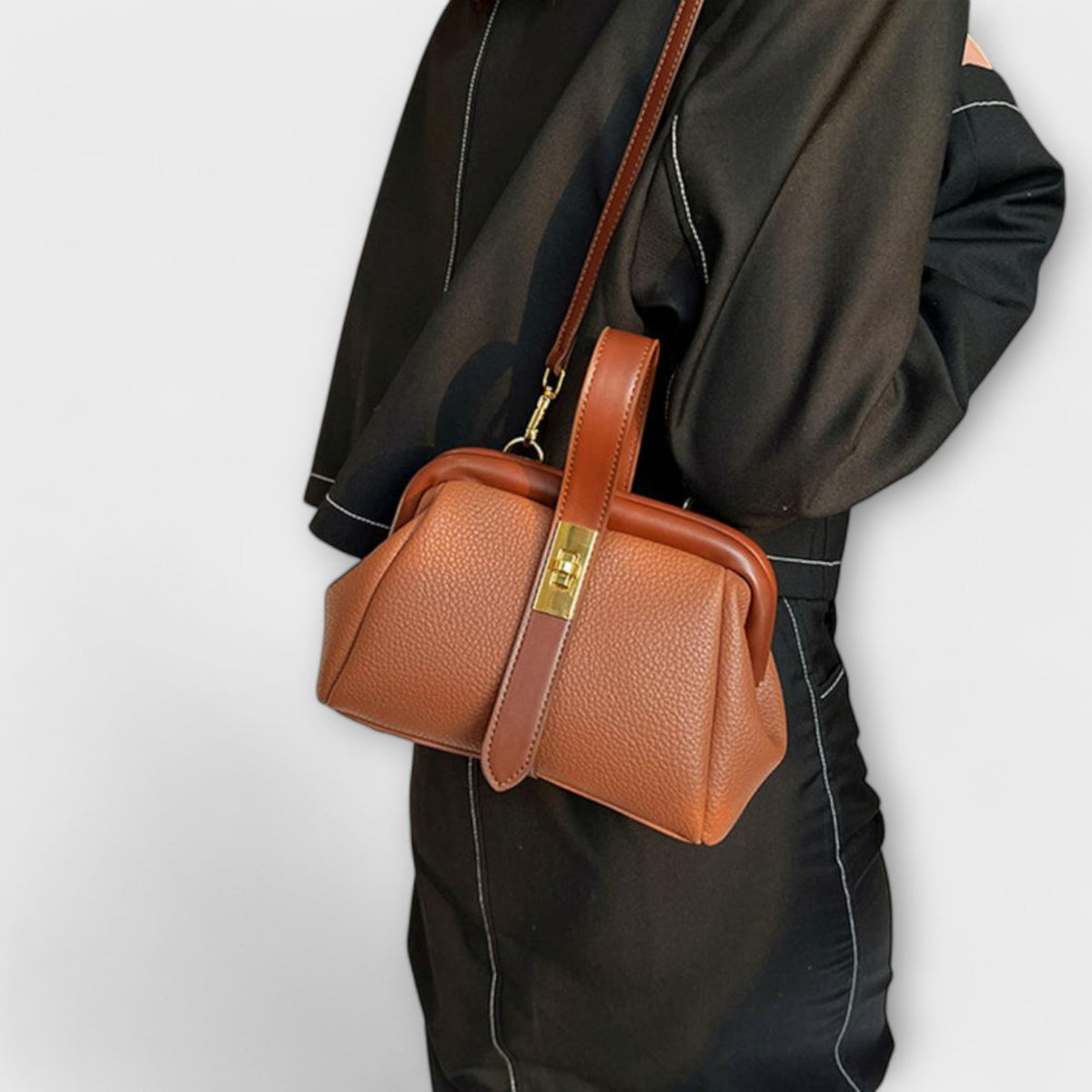 Women's Mini Crossbody Bag Turn Lock Top Handle Stylish Everyday Accessory