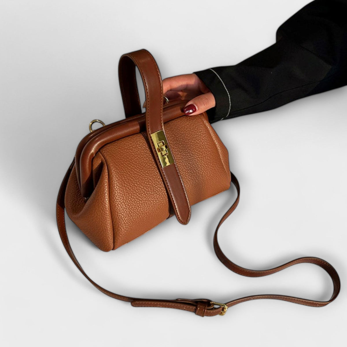 Women's Mini Crossbody Bag Turn Lock Top Handle Stylish Everyday Accessory