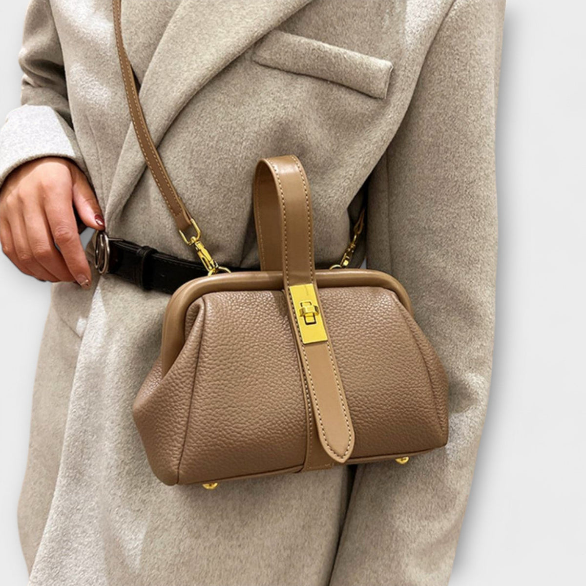 Women's Mini Crossbody Bag Turn Lock Top Handle Stylish Everyday Accessory