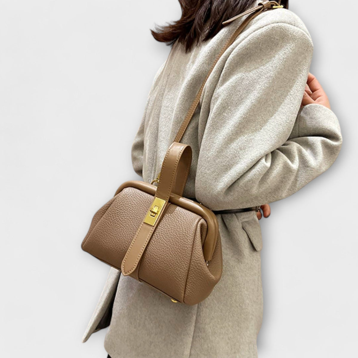 Women's Mini Crossbody Bag Turn Lock Top Handle Stylish Everyday Accessory