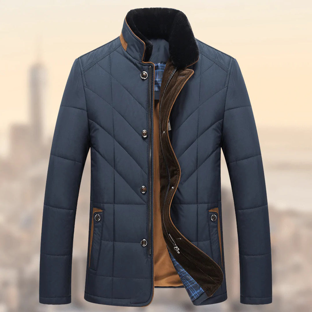 Men's Quilted Winter Jacket Classic Fit Layered Smart-Casual Autumn Style