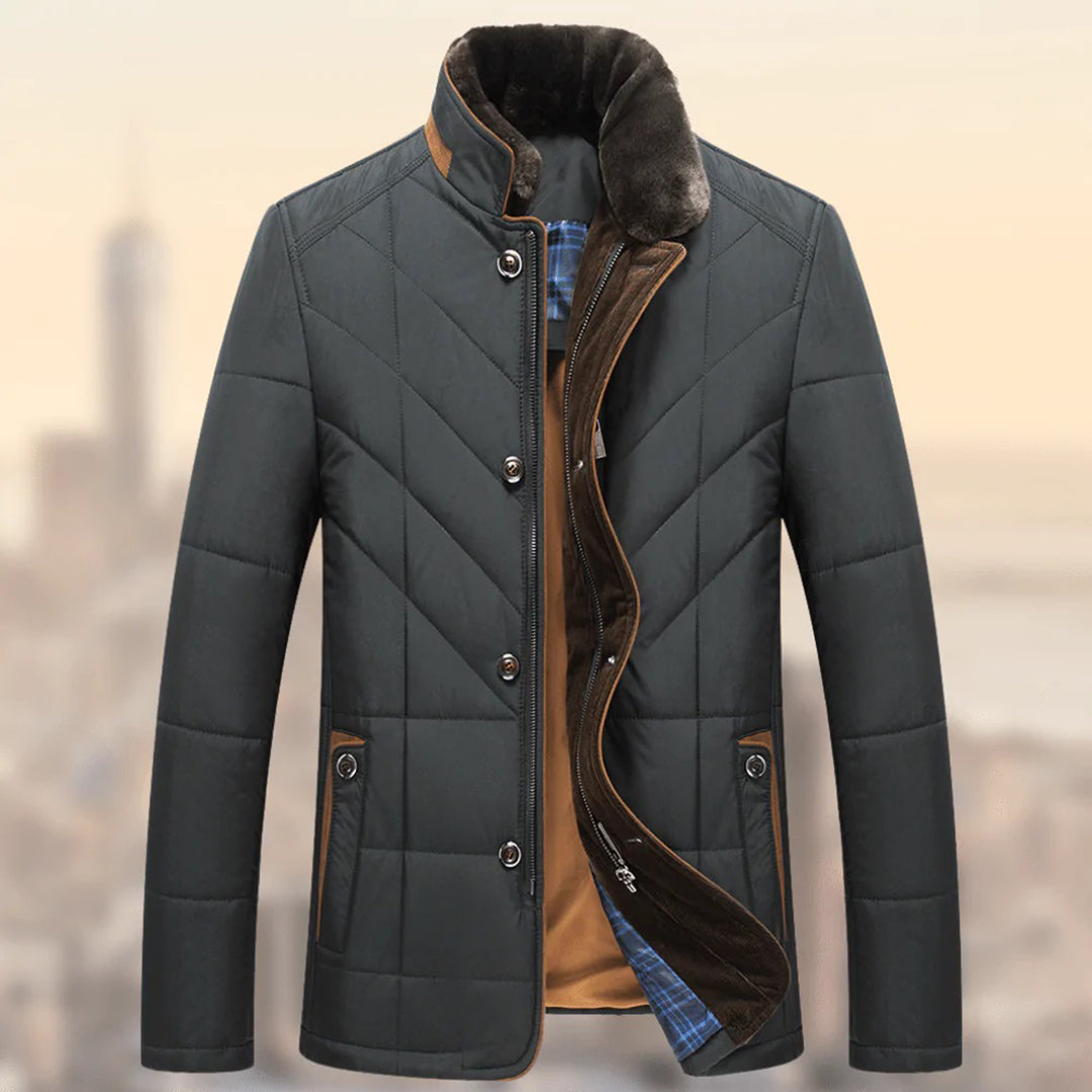 Men's Quilted Winter Jacket Classic Fit Layered Smart-Casual Autumn Style