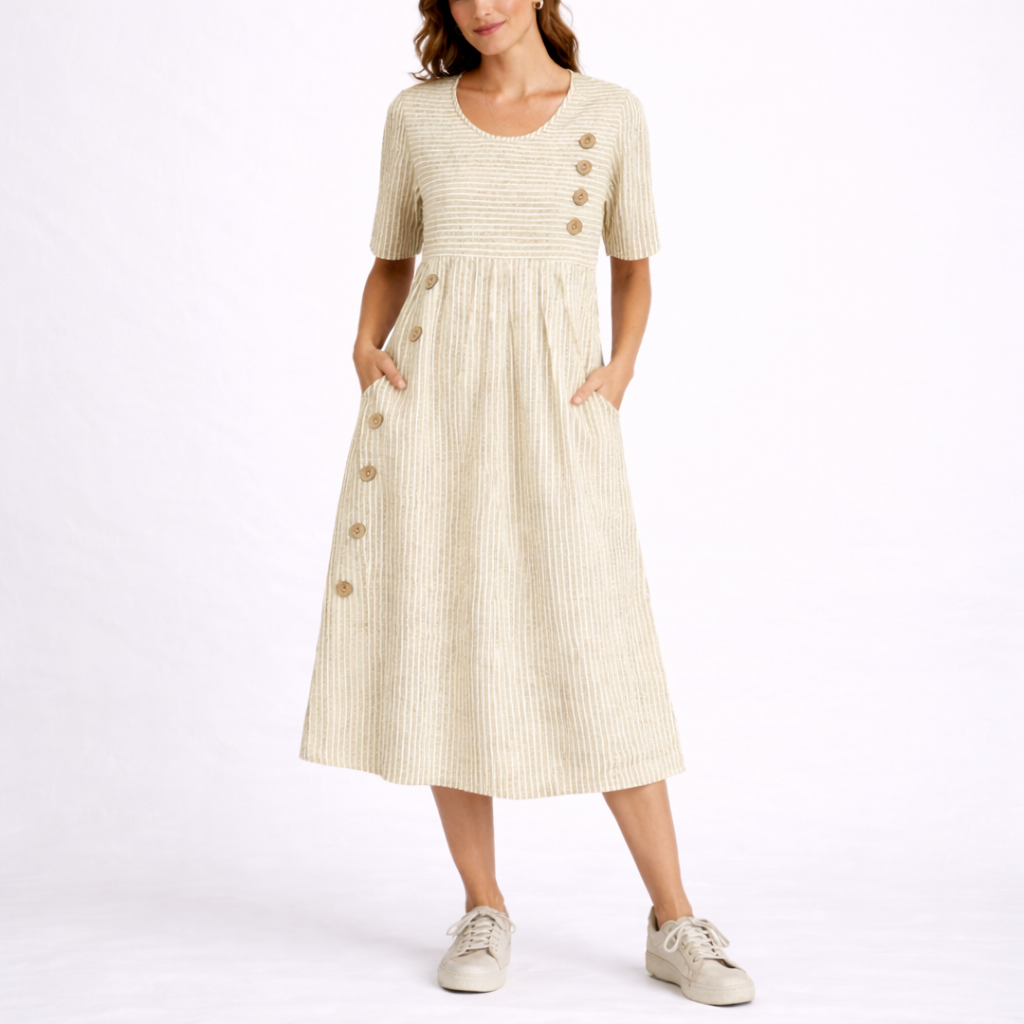 Women's Midi Dress Striped Pattern Short Sleeve Casual Everyday Styling
