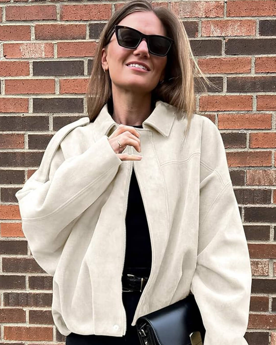 Women's Bomber Jacket Collared Design Relaxed Fit Casual Everyday Wear