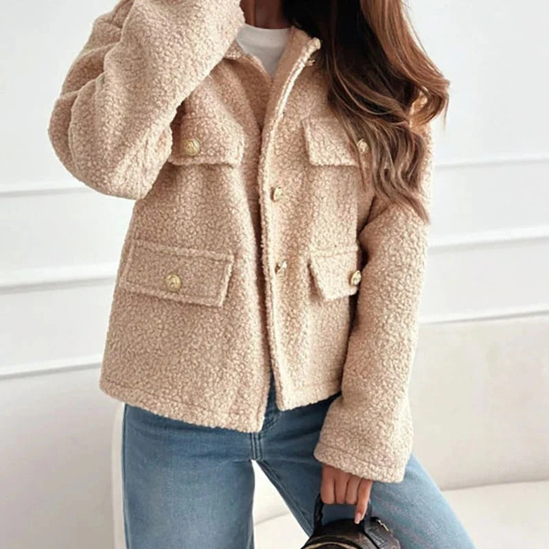 Women's Stylish Short Coat Tailored Fit Long Sleeve Notched Collar Everyday Wear