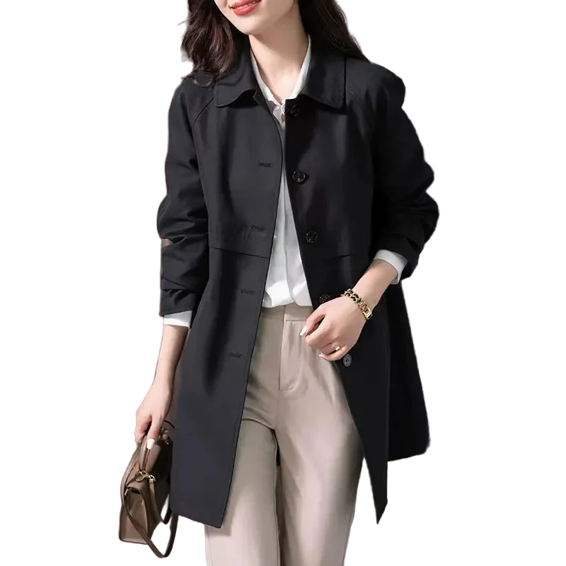 Women's Classic Trench Coat Single Button Closure Tailored Fit Timeless Style