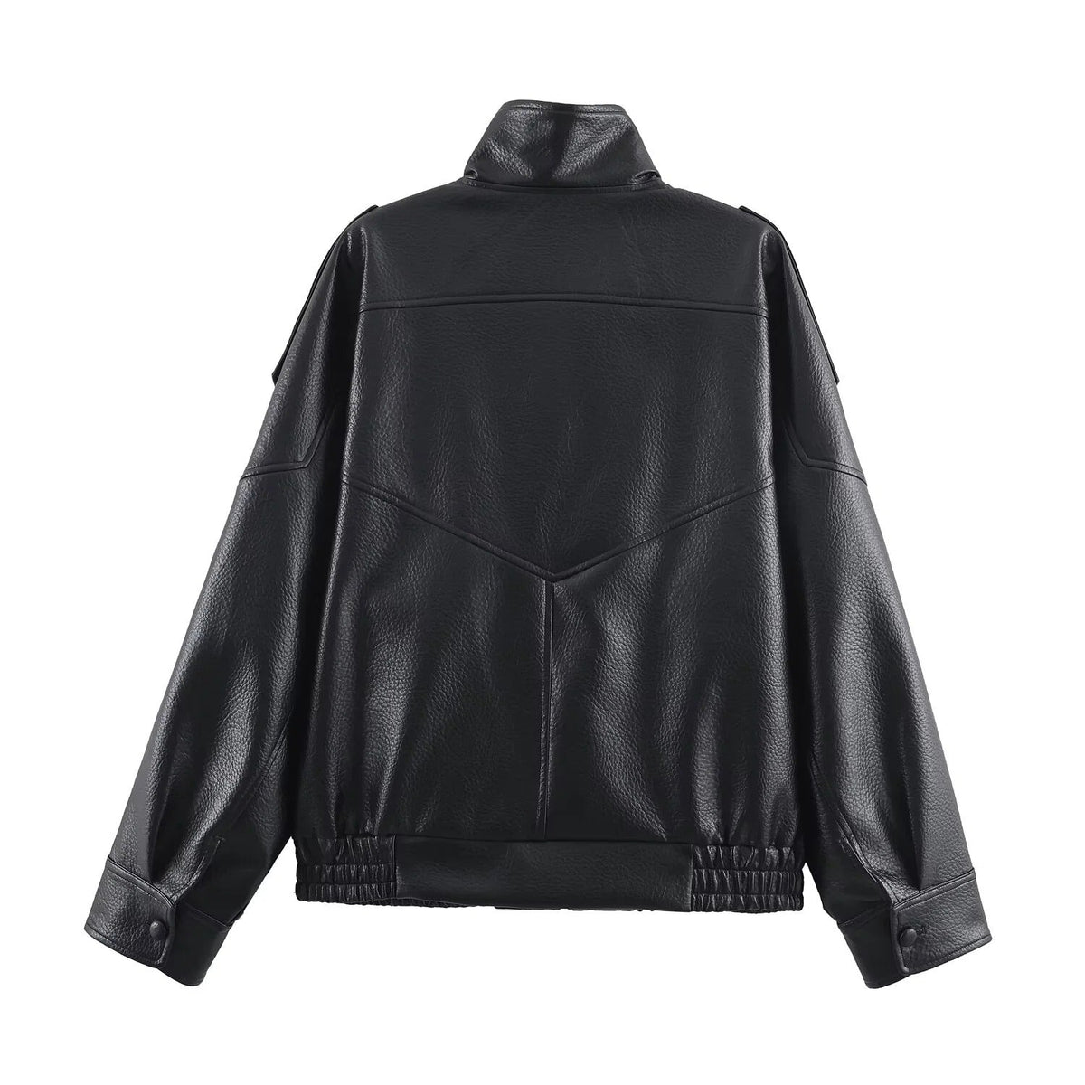 Women's High Neck Faux Leather Jacket Fitted Zip Closure Stylish Everyday Wear