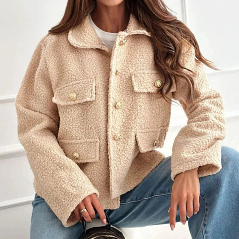 Women's Stylish Short Coat Tailored Fit Long Sleeve Notched Collar Everyday Wear