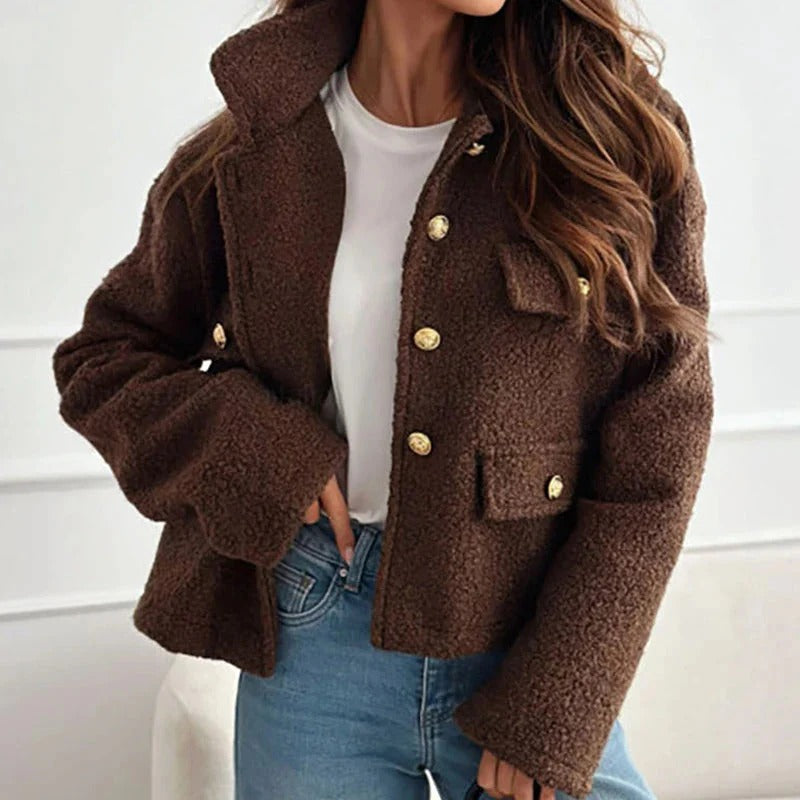 Women's Stylish Short Coat Tailored Fit Long Sleeve Notched Collar Everyday Wear
