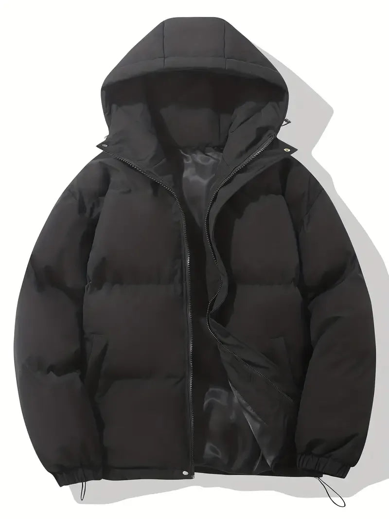 Women's Hooded Puffer Jacket — Long Sleeve, Quilted, Drawcord Hood