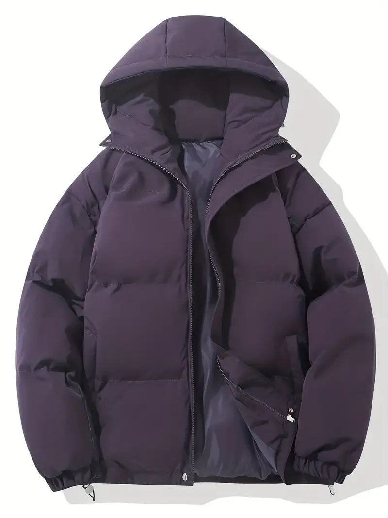 Women's Hooded Puffer Jacket — Long Sleeve, Quilted, Drawcord Hood