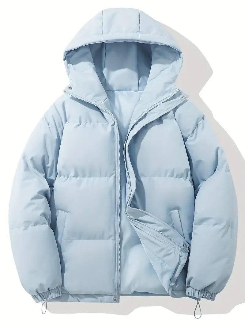 Women's Hooded Puffer Jacket — Long Sleeve, Quilted, Drawcord Hood