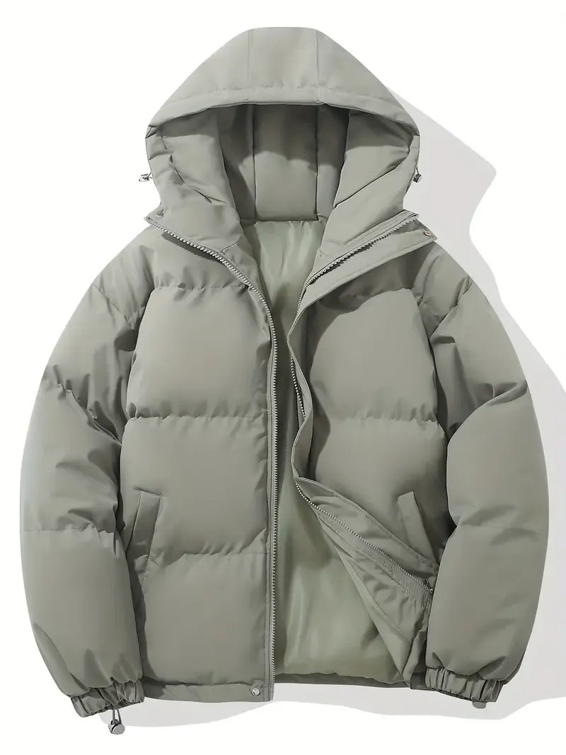 Women's Hooded Puffer Jacket — Long Sleeve, Quilted, Drawcord Hood