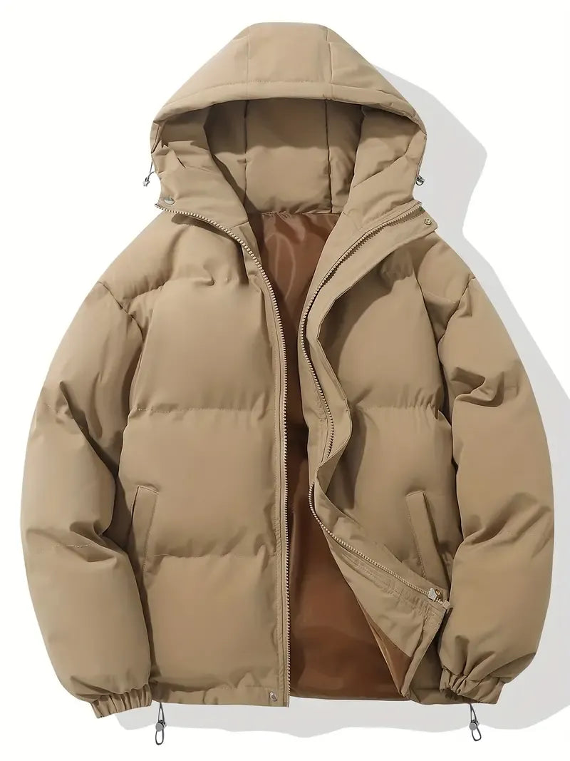 Women's Hooded Puffer Jacket — Long Sleeve, Quilted, Drawcord Hood