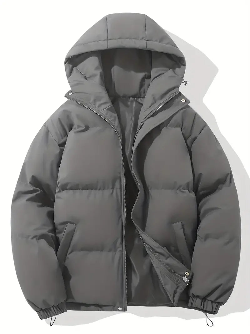 Women's Hooded Puffer Jacket — Long Sleeve, Quilted, Drawcord Hood