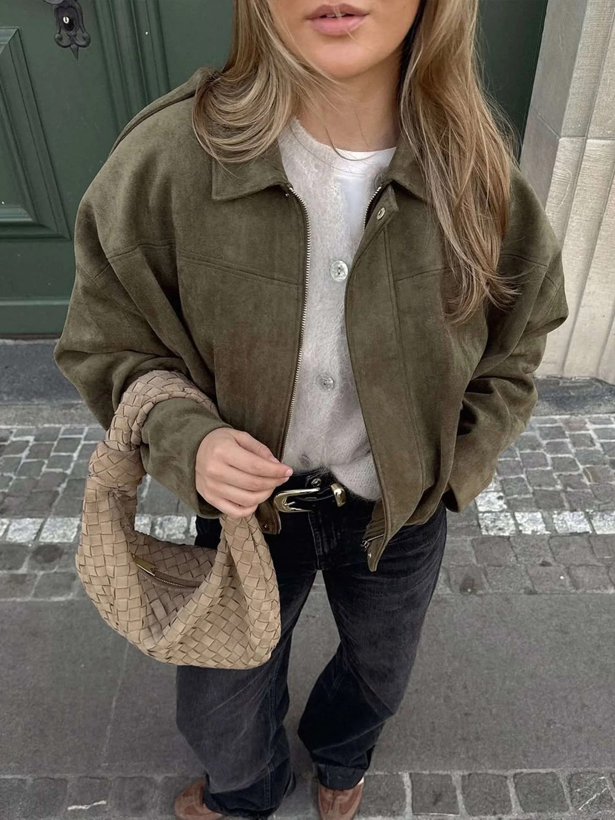 Women's Bomber Jacket Collared Design Relaxed Fit Casual Everyday Wear