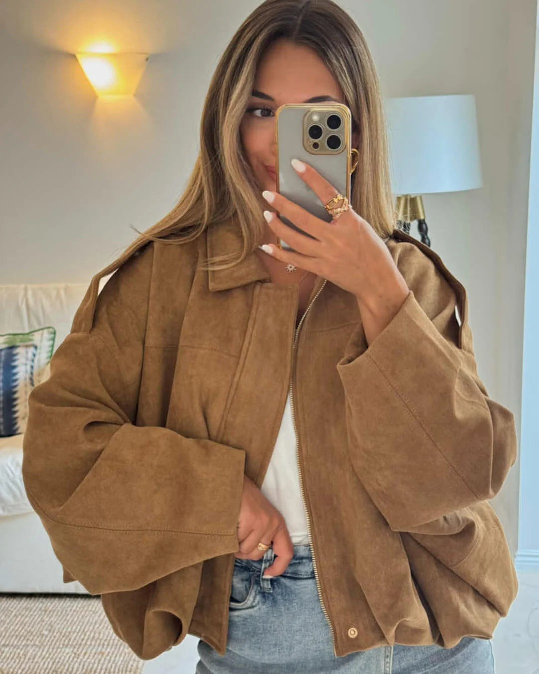 Women's Bomber Jacket Collared Design Relaxed Fit Casual Everyday Wear