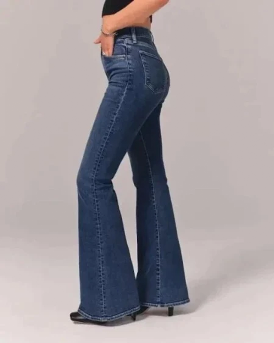 Women's High-Waisted Flare Jeans Relaxed Fit Classic Styling Everyday Casual