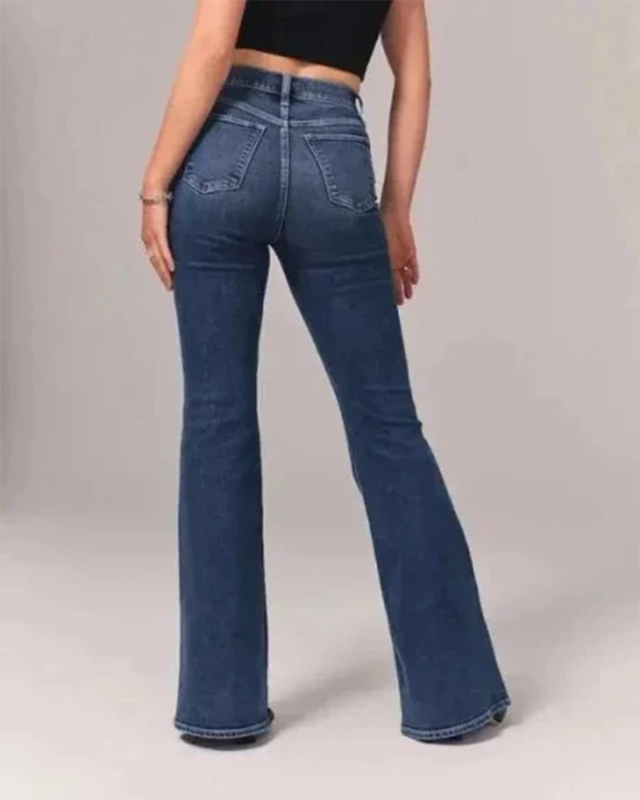 Women's High-Waisted Flare Jeans Relaxed Fit Classic Styling Everyday Casual