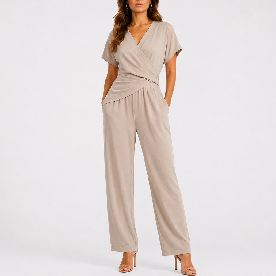 Women's Chic Two-Piece Jumpsuit Set Elegant Wrap Design Stylish Occasion