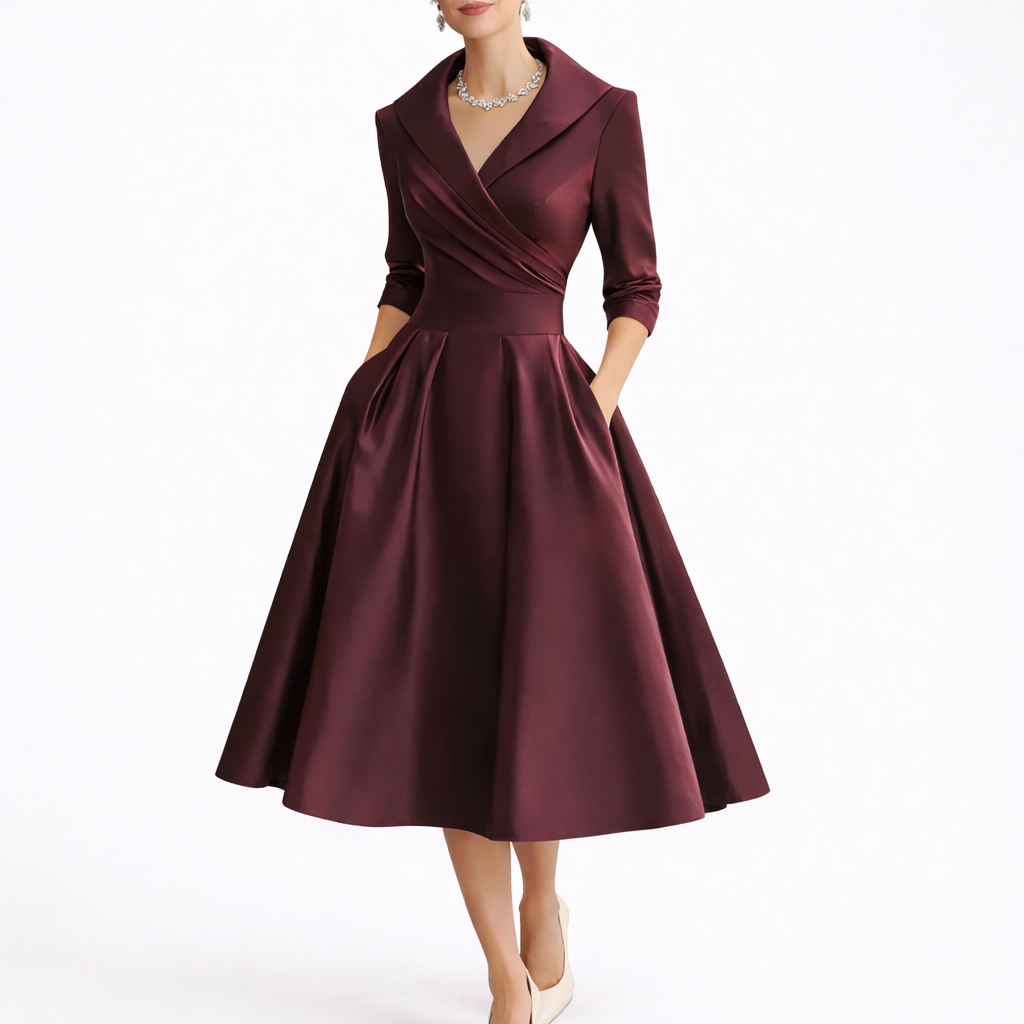 Women's Midi Dress Elegant Fitted Sleeveless V-Neck Occasion Chic