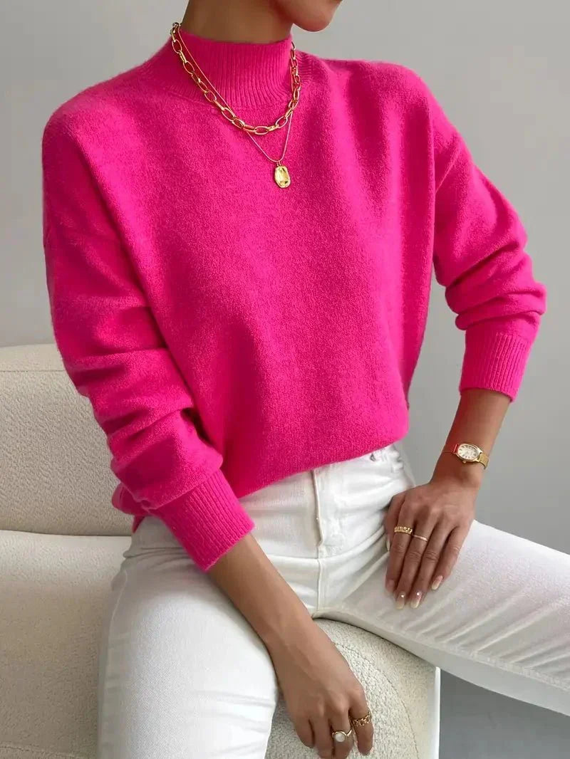 Women's Elegant Turtleneck Sweater Fitted Long Sleeve Classic Style Casual
