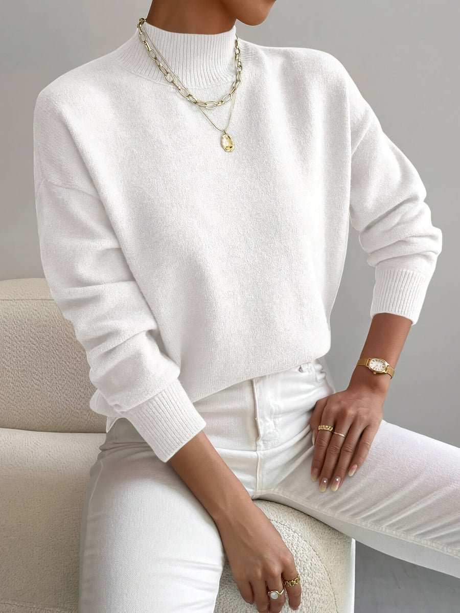 Women's Elegant Turtleneck Sweater Fitted Long Sleeve Classic Style Casual