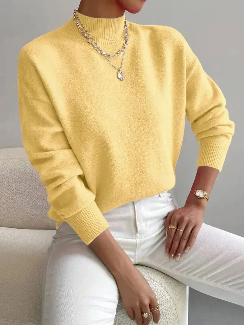 Women's Elegant Turtleneck Sweater Fitted Long Sleeve Classic Style Casual
