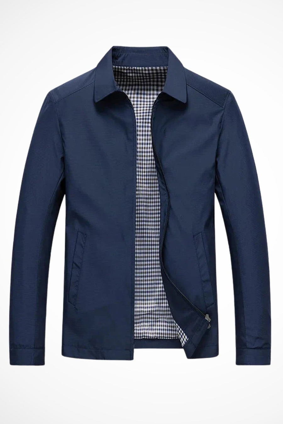Men's Harrington Jacket Zip-Front Checked Lining Smart-Casual Classic Layer