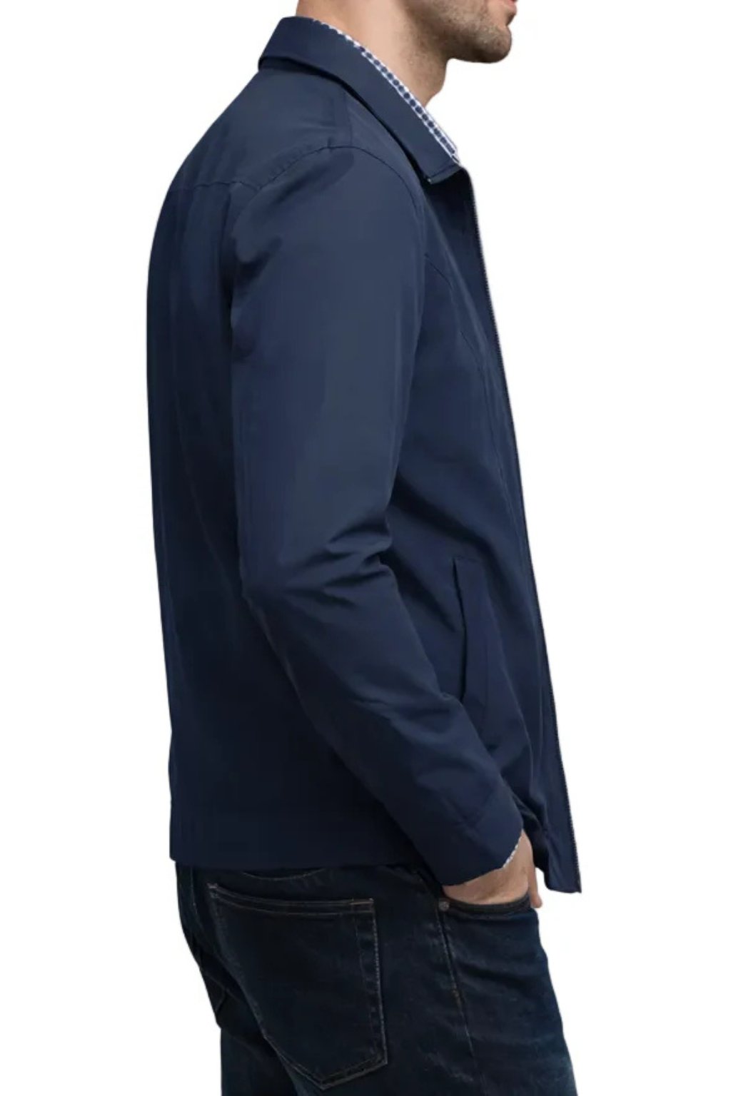 Men's Harrington Jacket Zip-Front Checked Lining Smart-Casual Classic Layer