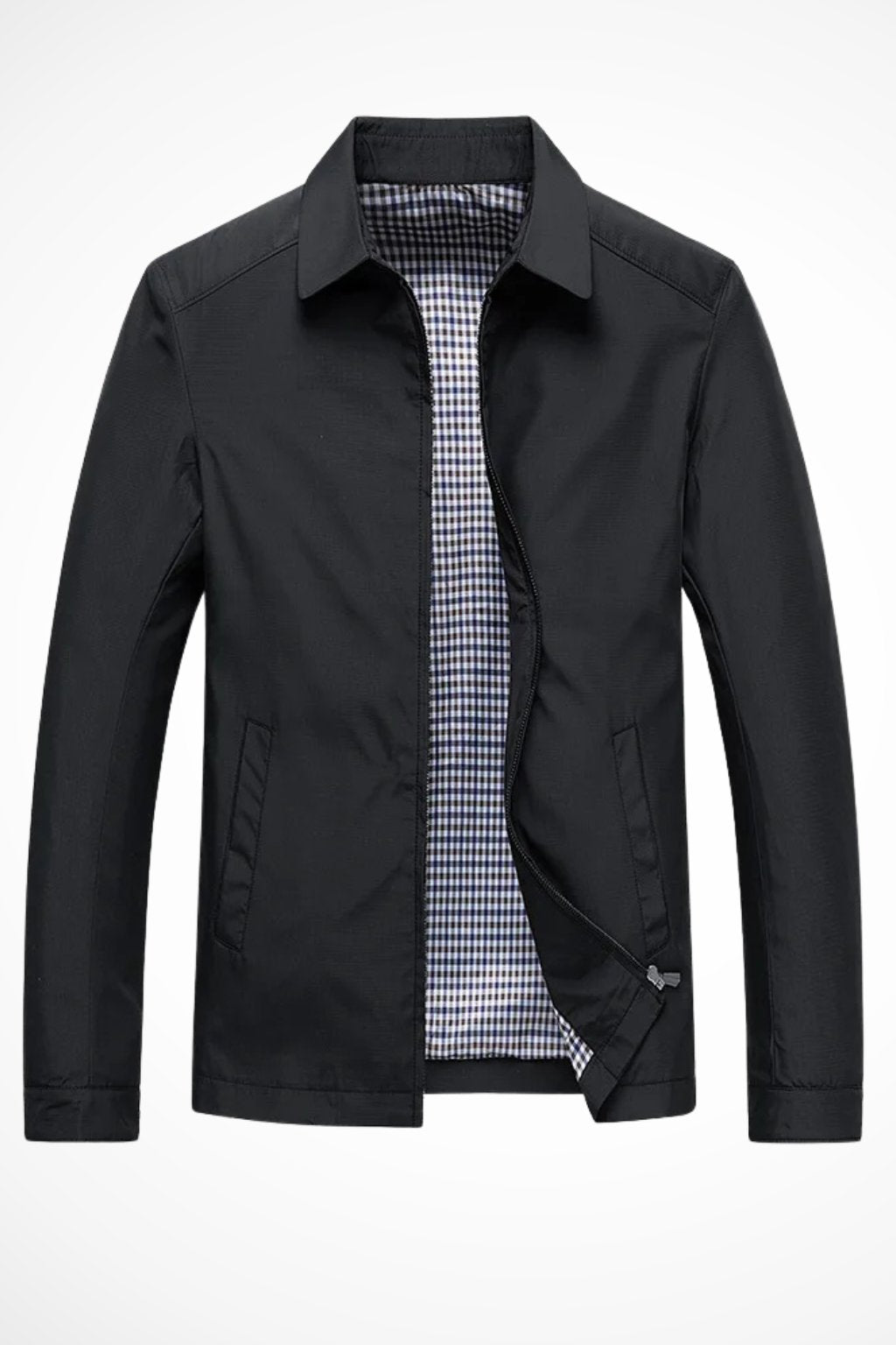 Men's Harrington Jacket Zip-Front Checked Lining Smart-Casual Classic Layer