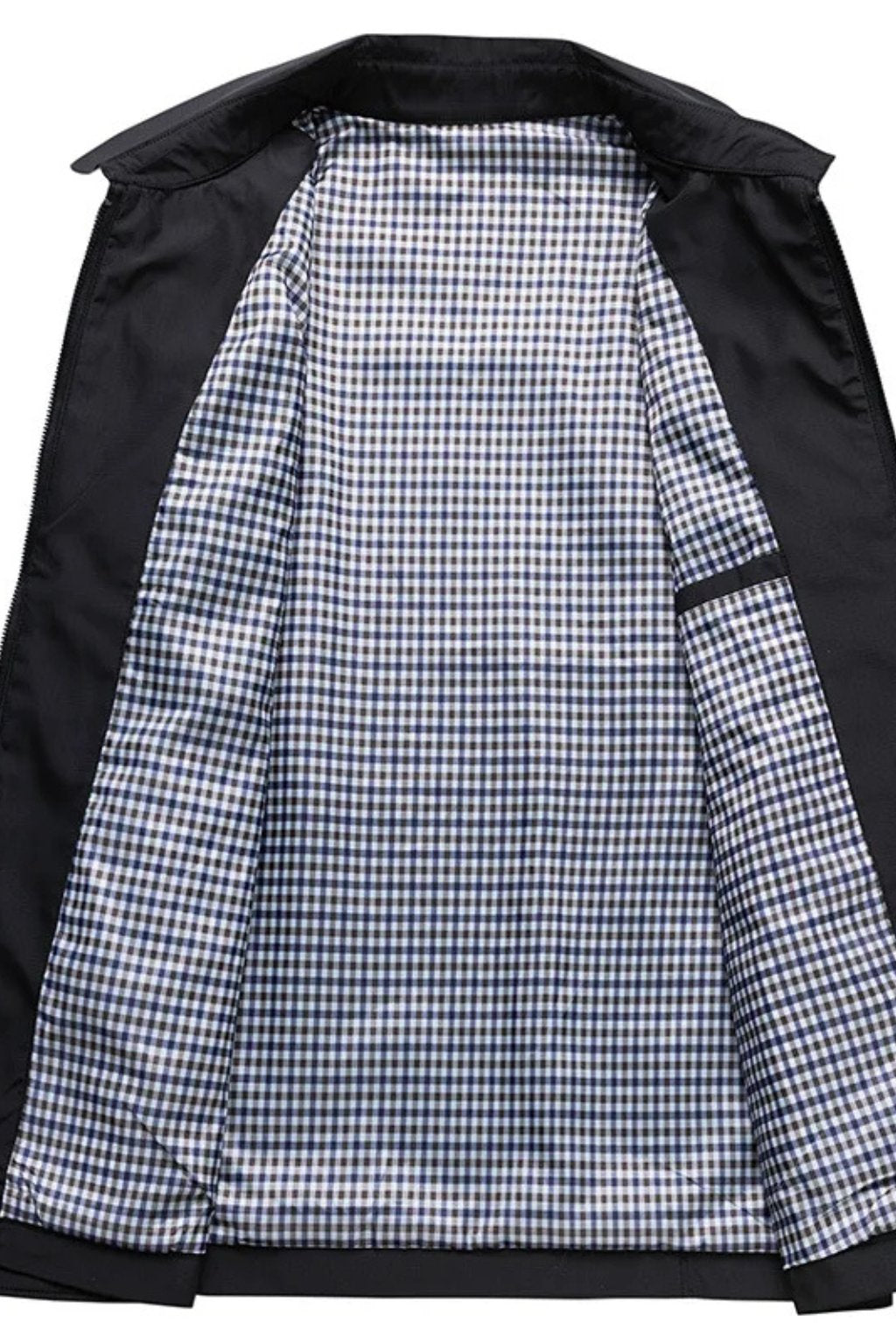 Men's Harrington Jacket Zip-Front Checked Lining Smart-Casual Classic Layer