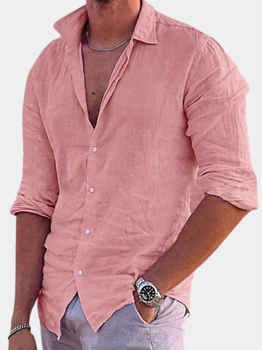 Men's Casual Long-Sleeve Shirt Point Collar Relaxed Fit Everyday Style