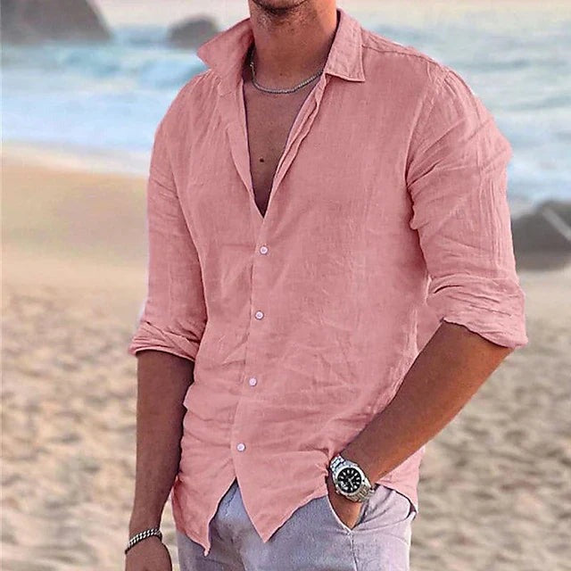 Men's Casual Long-Sleeve Shirt Point Collar Relaxed Fit Everyday Style