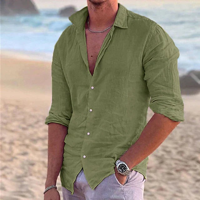 Men's Casual Long-Sleeve Shirt Point Collar Relaxed Fit Everyday Style